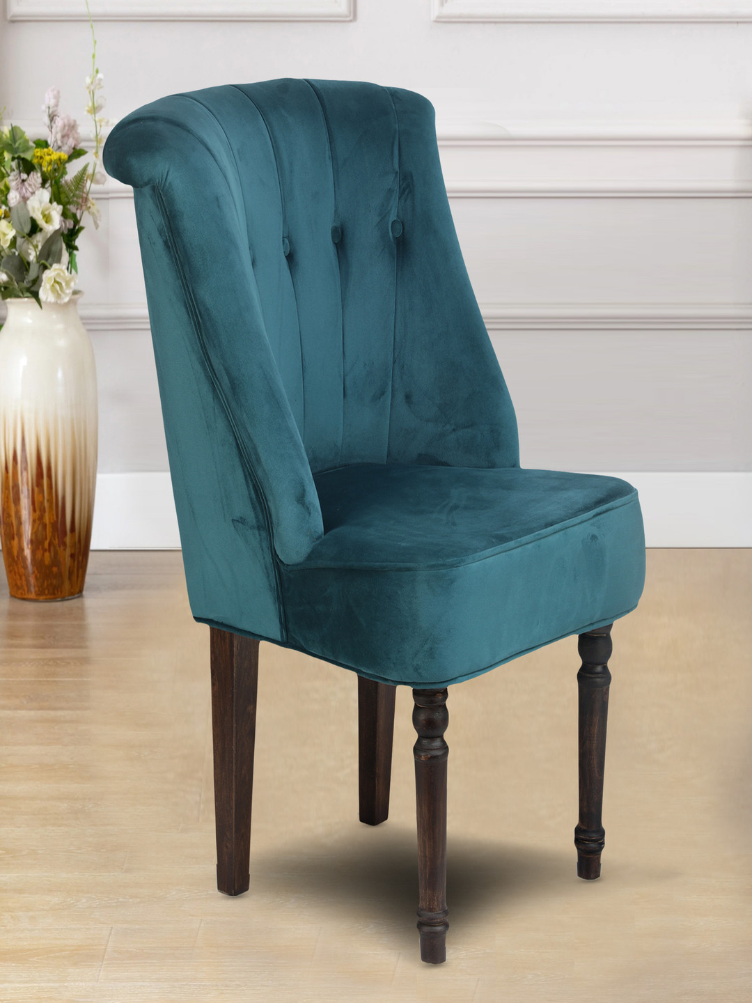 GLOBALLY INDIAN Blue Wooden Accent-Style Chair