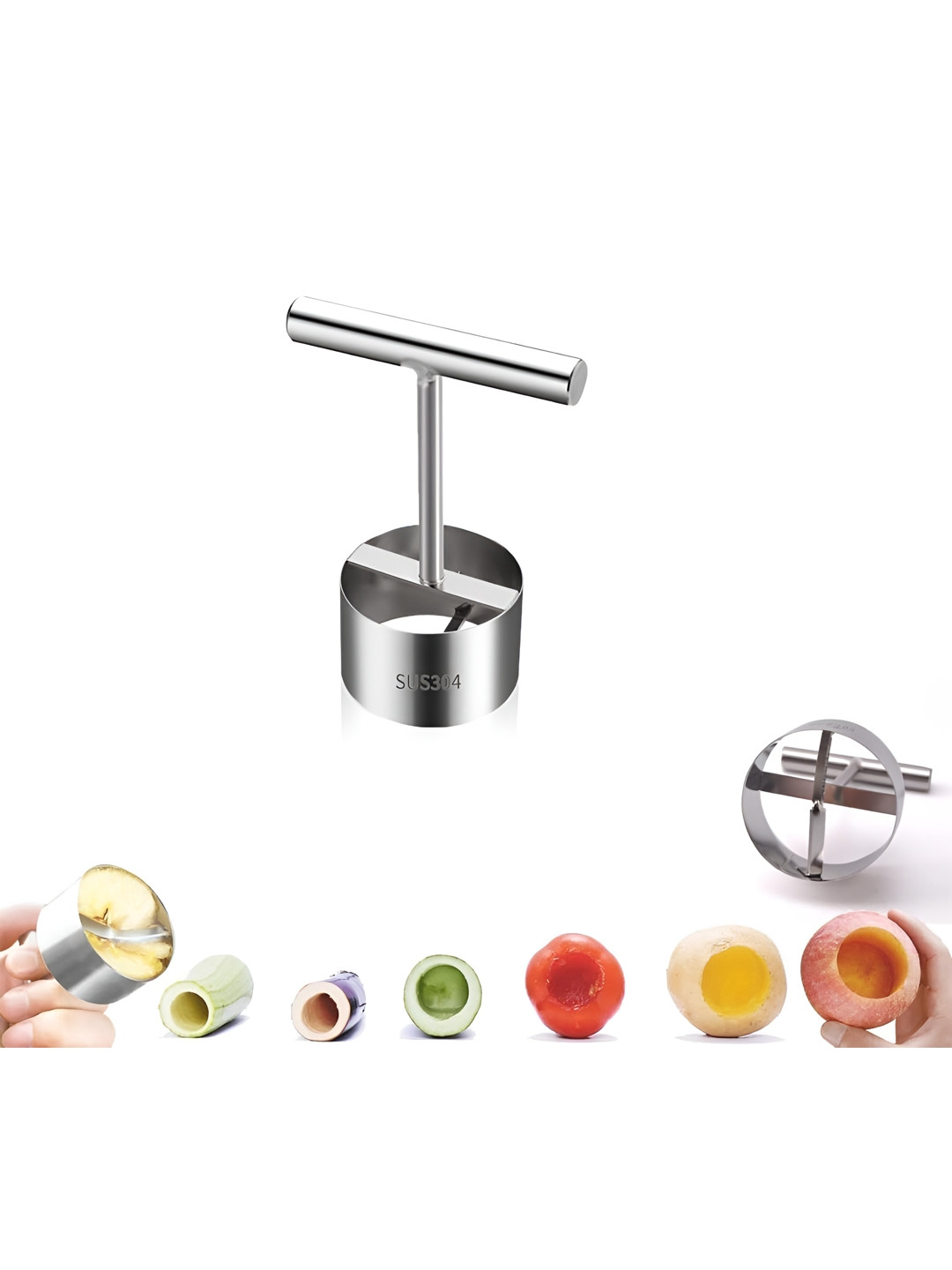 Baskety Silver-Toned Stainless Steel Apple Pear Corer Peeler