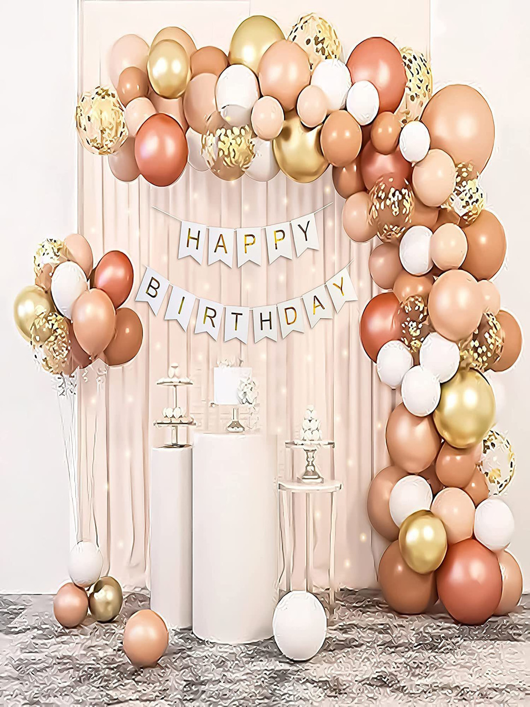 Special You Peach-Colored & White 77Pcs Textured Birthday Decor Items