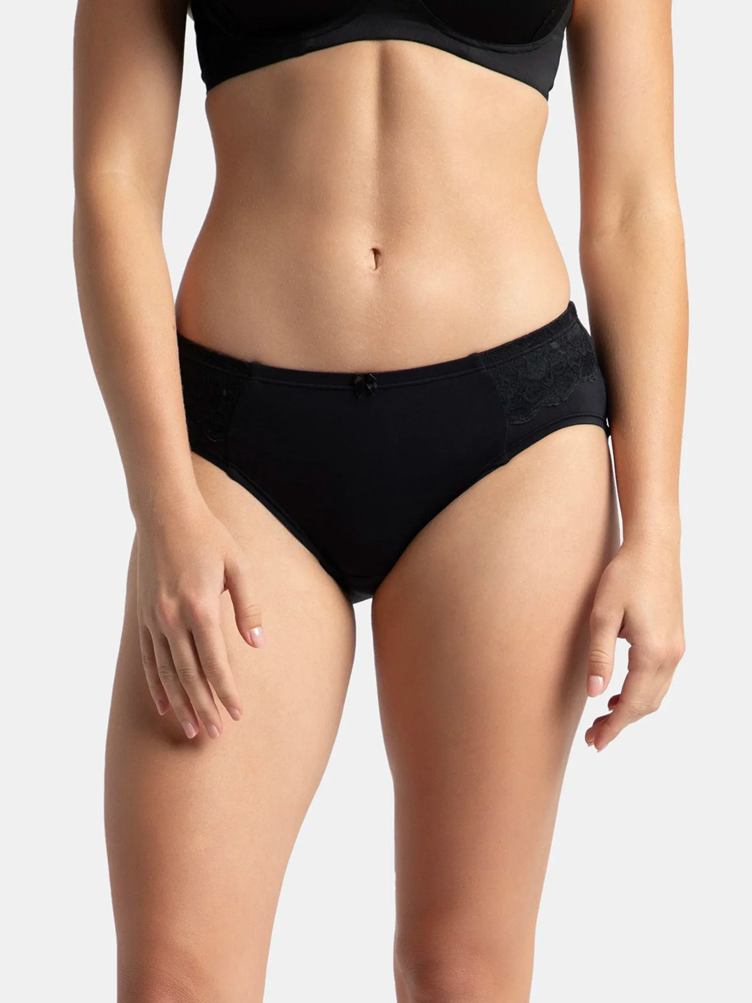 Jockey Full Coverage Soft Touch Microfiber Hipster with Lace Styling-1874