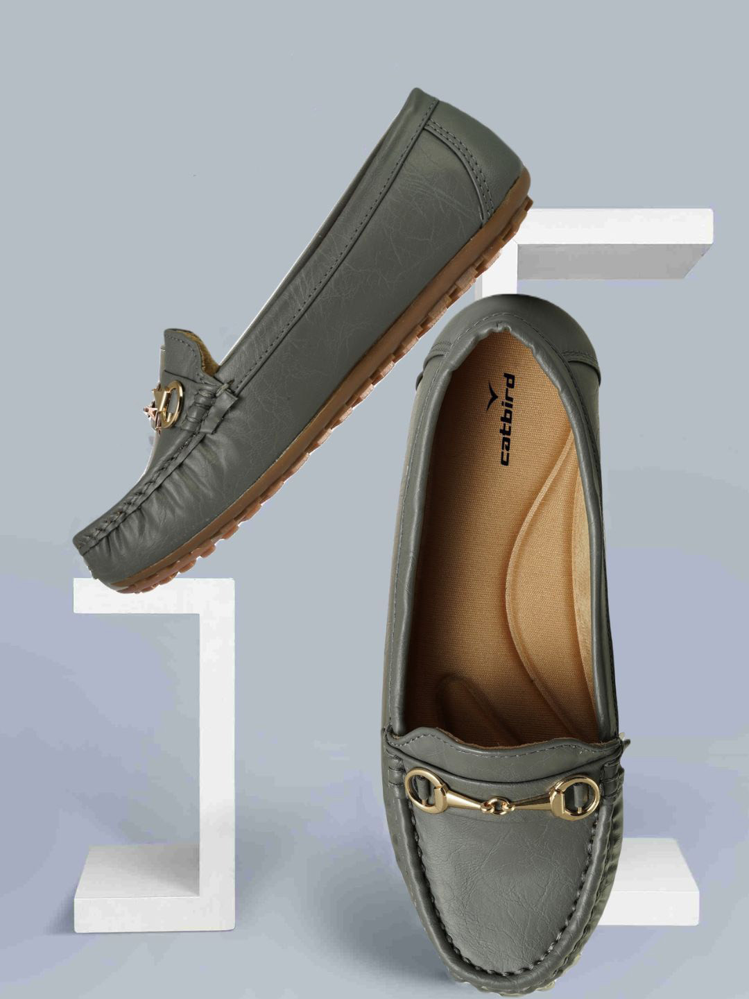 CATBIRD Women Textured Round Toe Lightweight Slip-On Horsebit Loafers