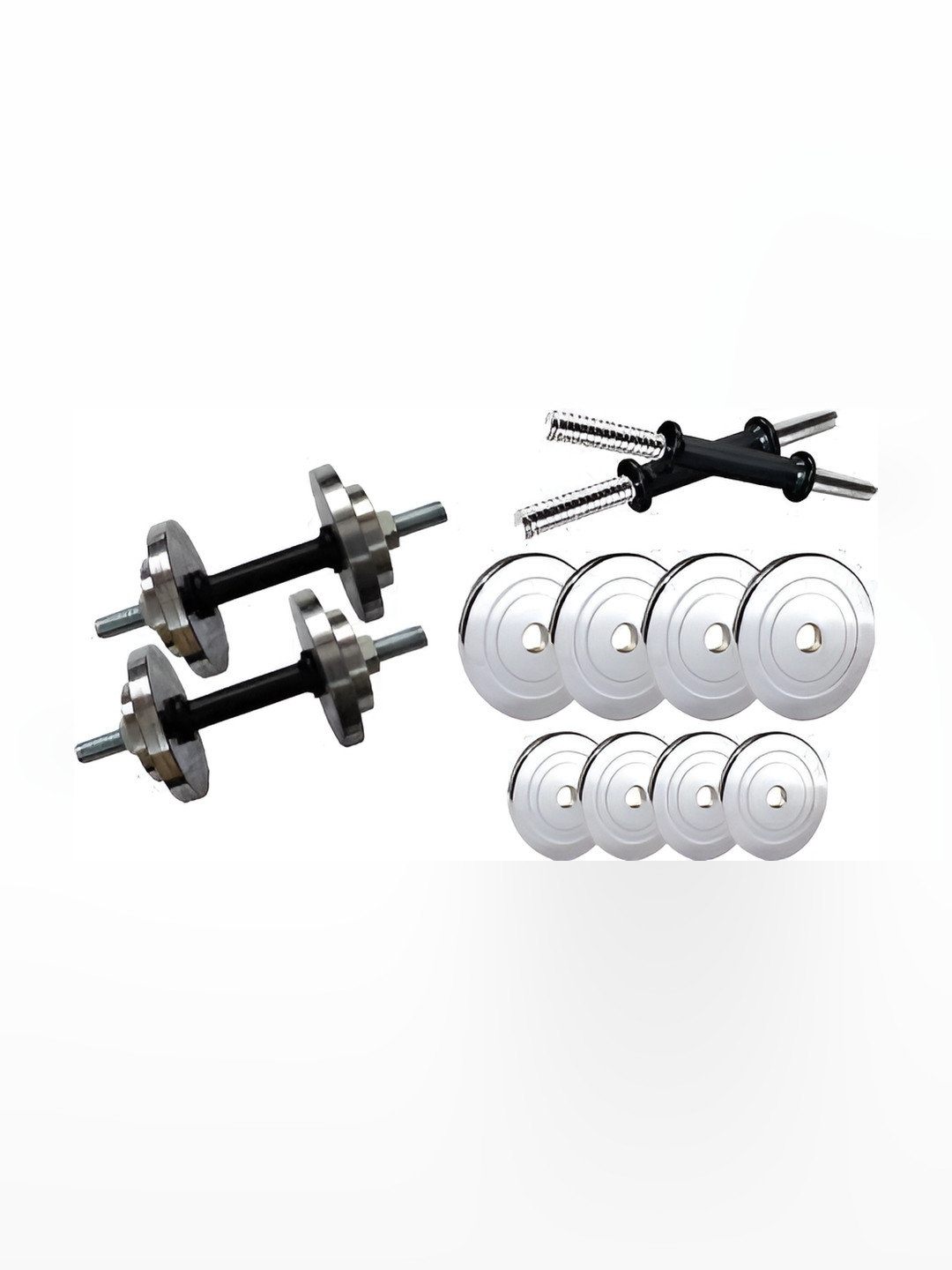 HackerX 10-Pcs Premium Quality Steel Chrome Plates Adjustable  Dumbbell