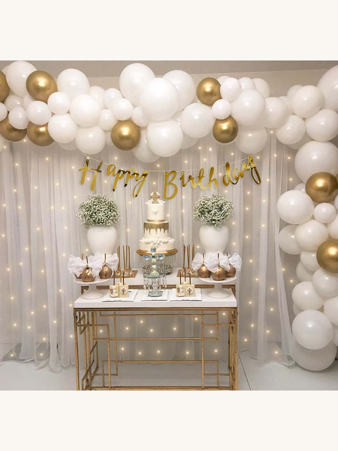Special You White and GoldToned 69 Pieces Birthday Decor
