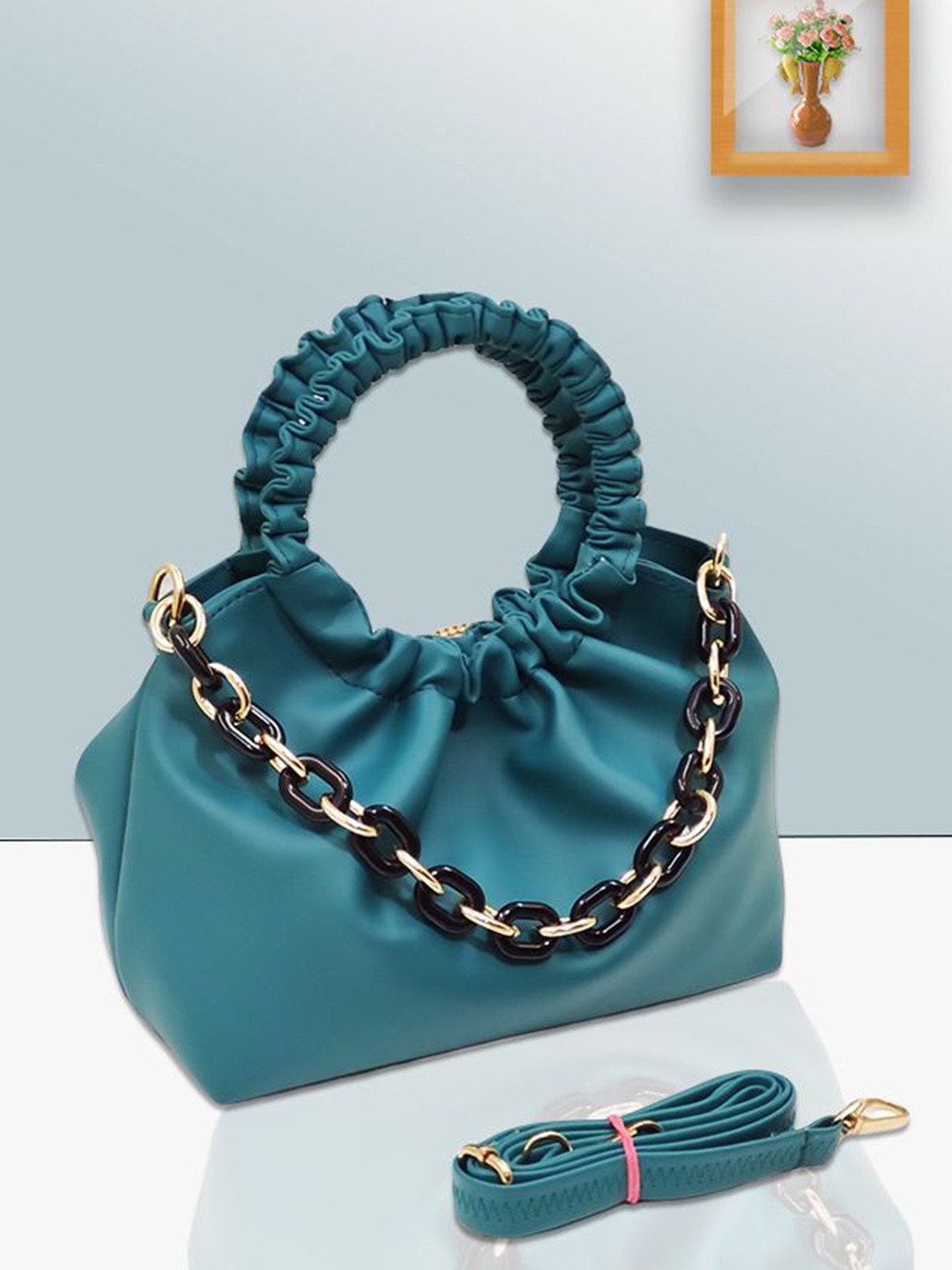 MAGNIFIQUE Textured PU Sling Bag with Quilted