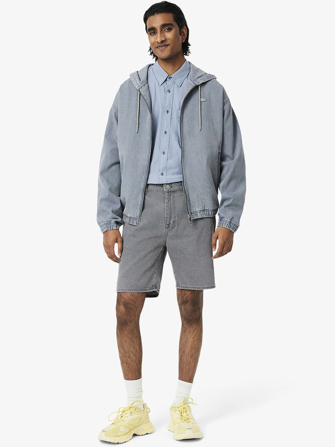 Lacoste Men Denim Washed Effect Mid-Rise Cotton Shorts