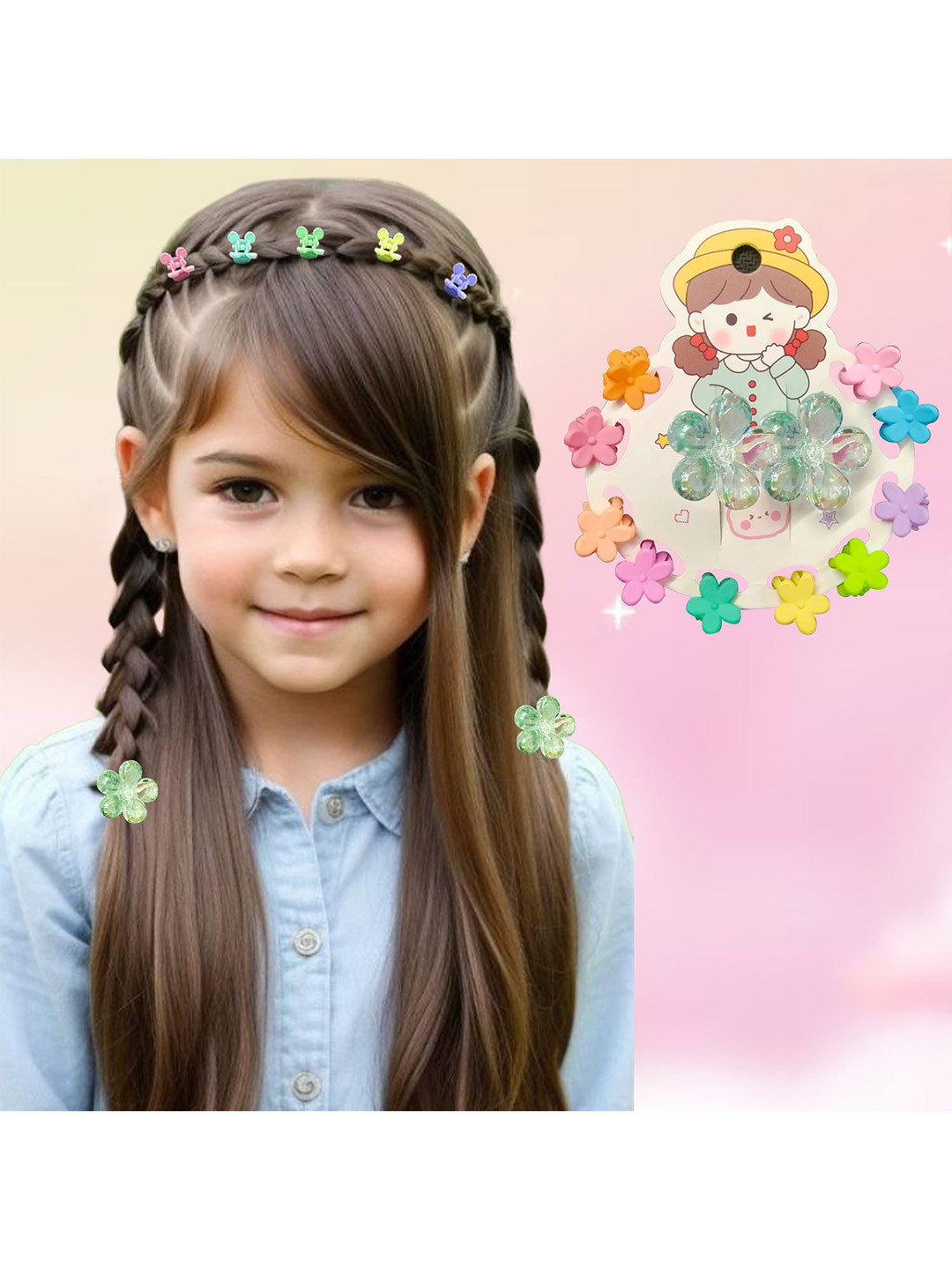 LYKAA Set of 12 Assorted Baby Girls Hair Clip and Rubber Band Combo