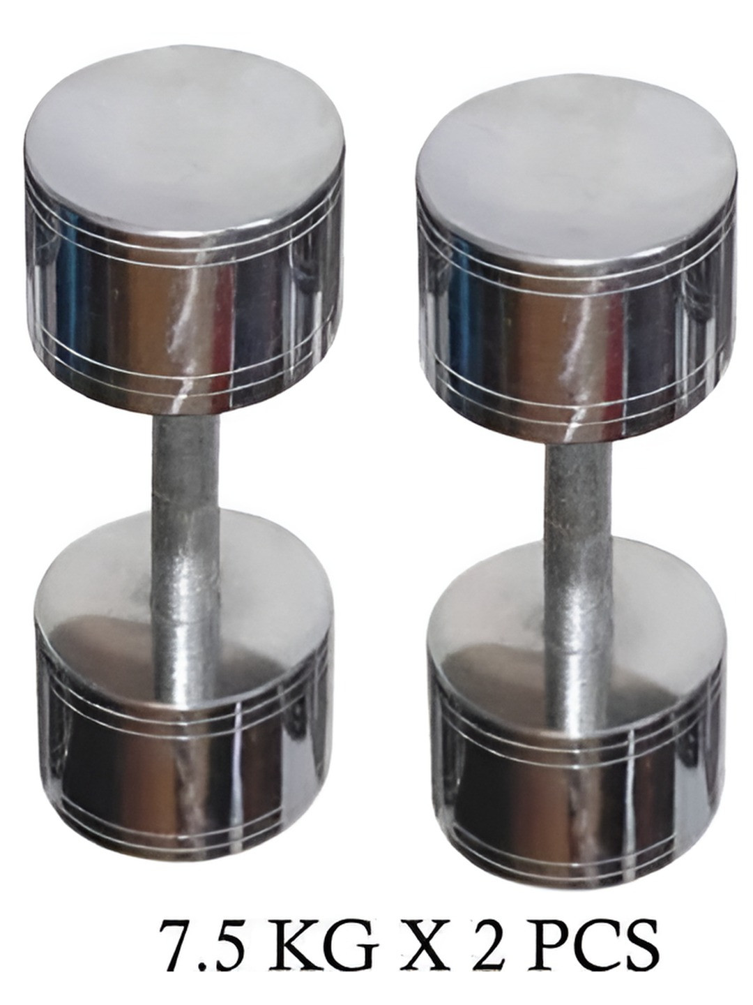 HackerX 2-Pcs Chrome Finish Steel Dumbbells - 7.5 kg Each