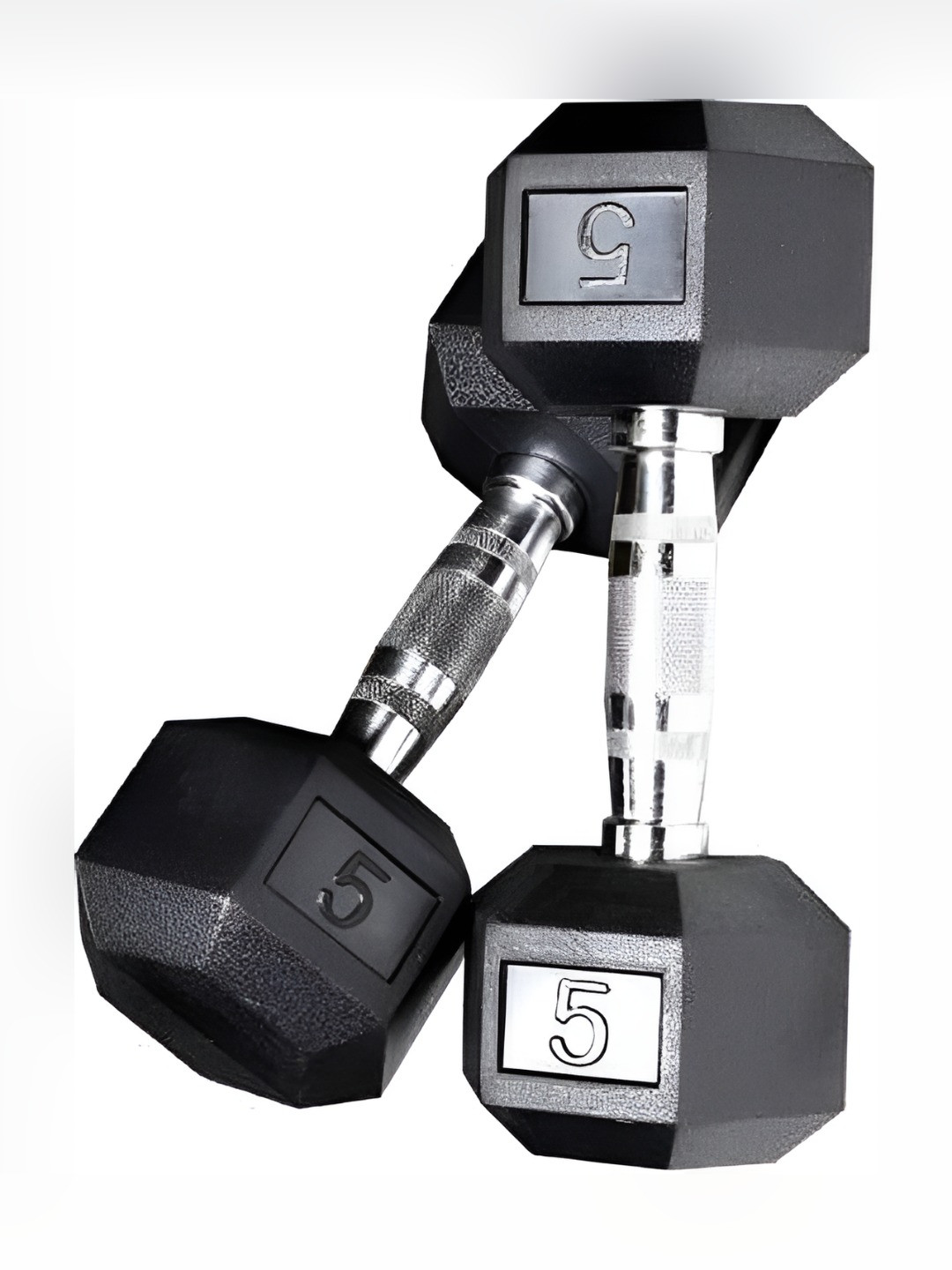 HackerX 2 Pieces Chrome Finish Steel Dumbbells - 5 kg Each
