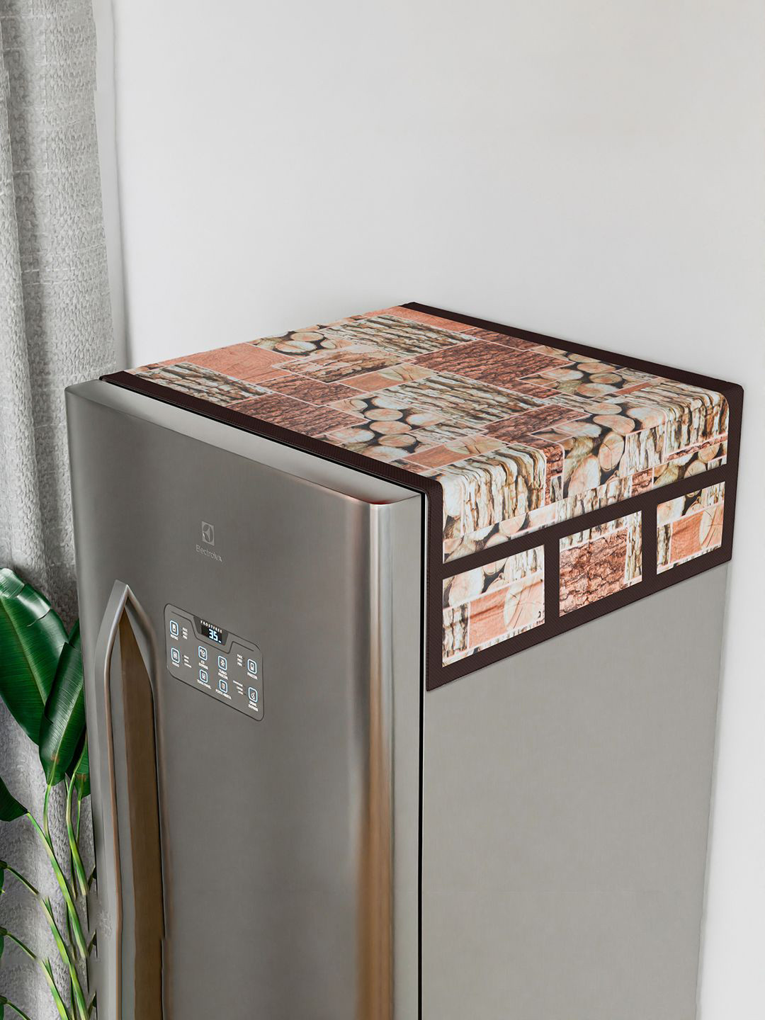 Kuber Industries Brown & Orange Colored Stone Printed Fridge Top Cover Appliance Covers