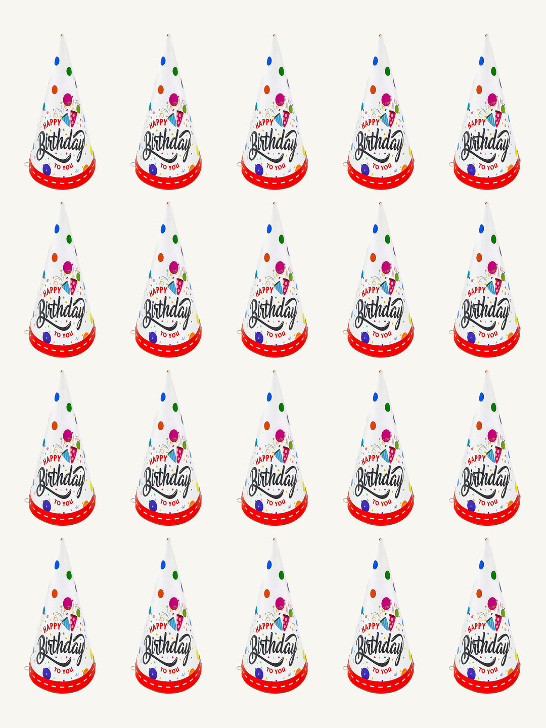 Special You White & Red 20 Pieces Happy Birthday Caps