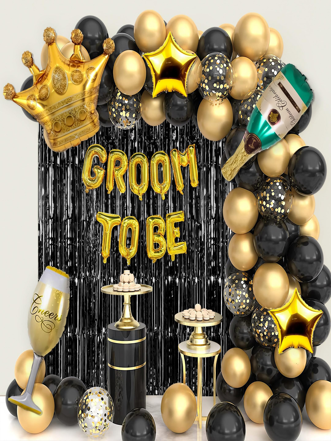 Special You 62 Pcs Black & Golden Theme Groom to Be Decoration