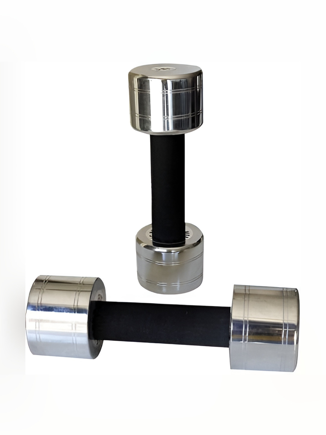 HackerX Set Of 2 Chrome Finish Steel Fixed Weight Dumbbells 2.5 kg Each