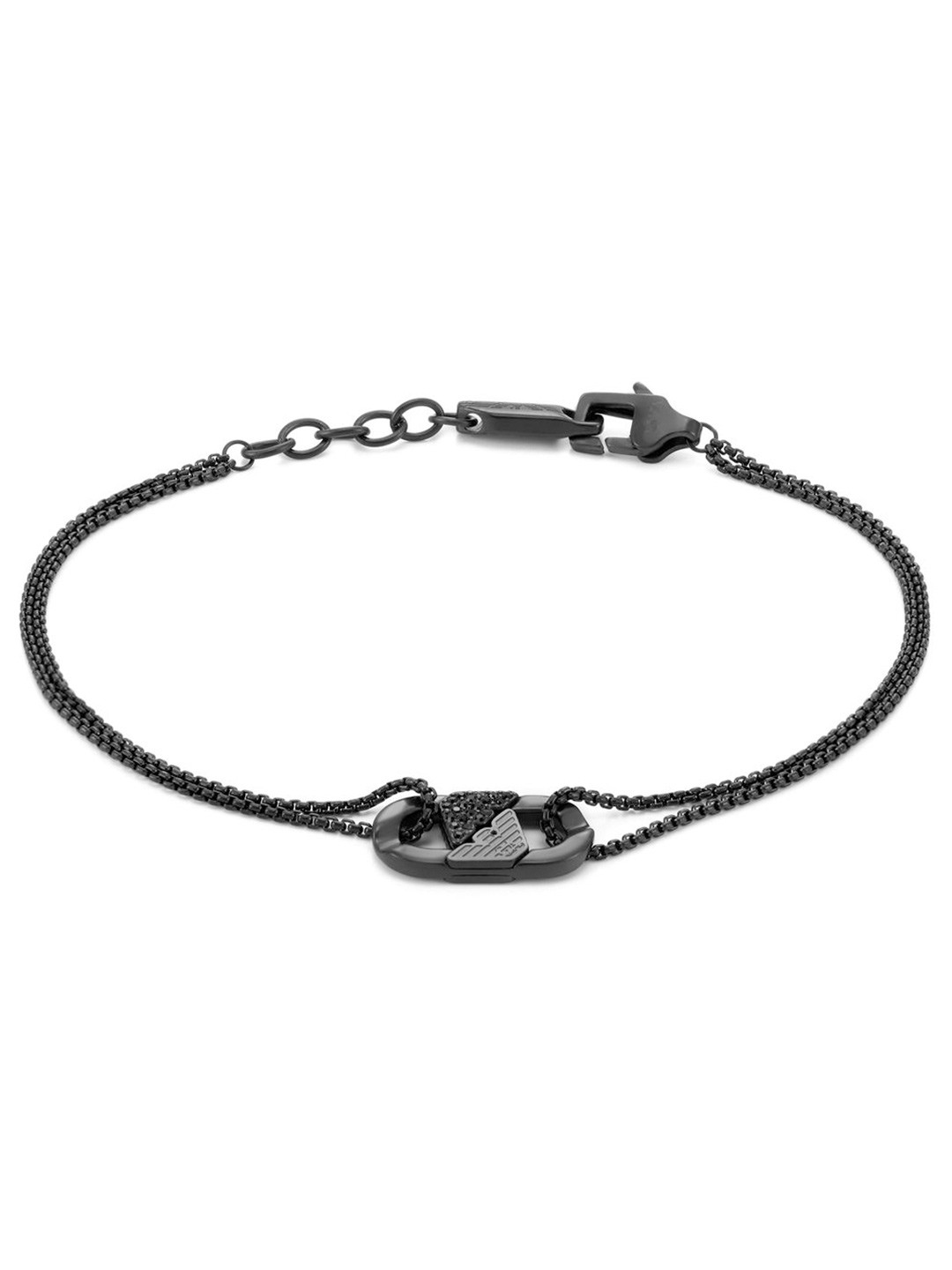 Emporio Armani Mens Artificial Stones Studded Link Bracelet