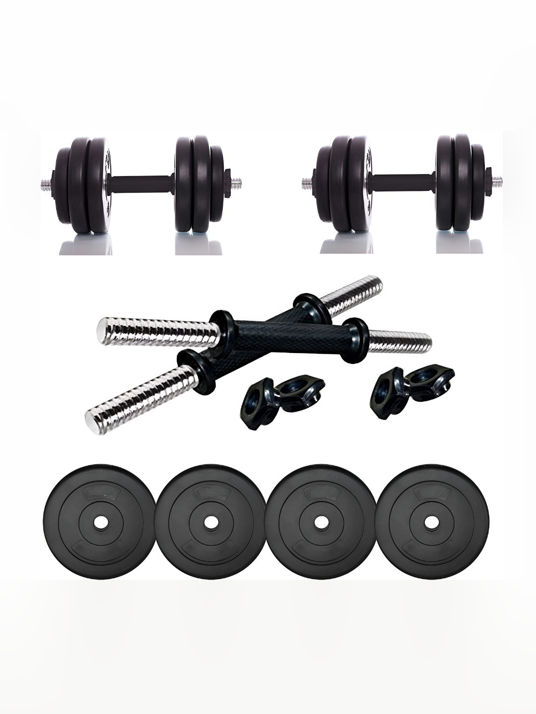HackerX 6 Pieces Adjustable Rubber Plate Dumbbell
