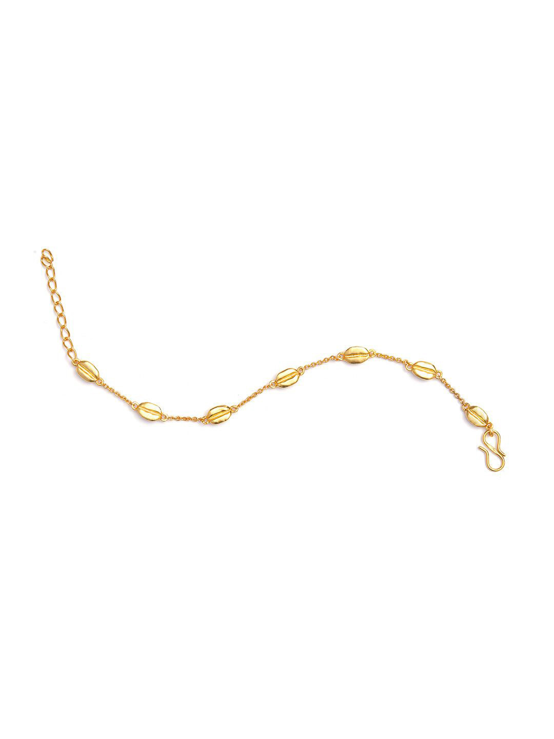 Ethnic Andaz Gold-Plated Bean Shaped Link Bracelet