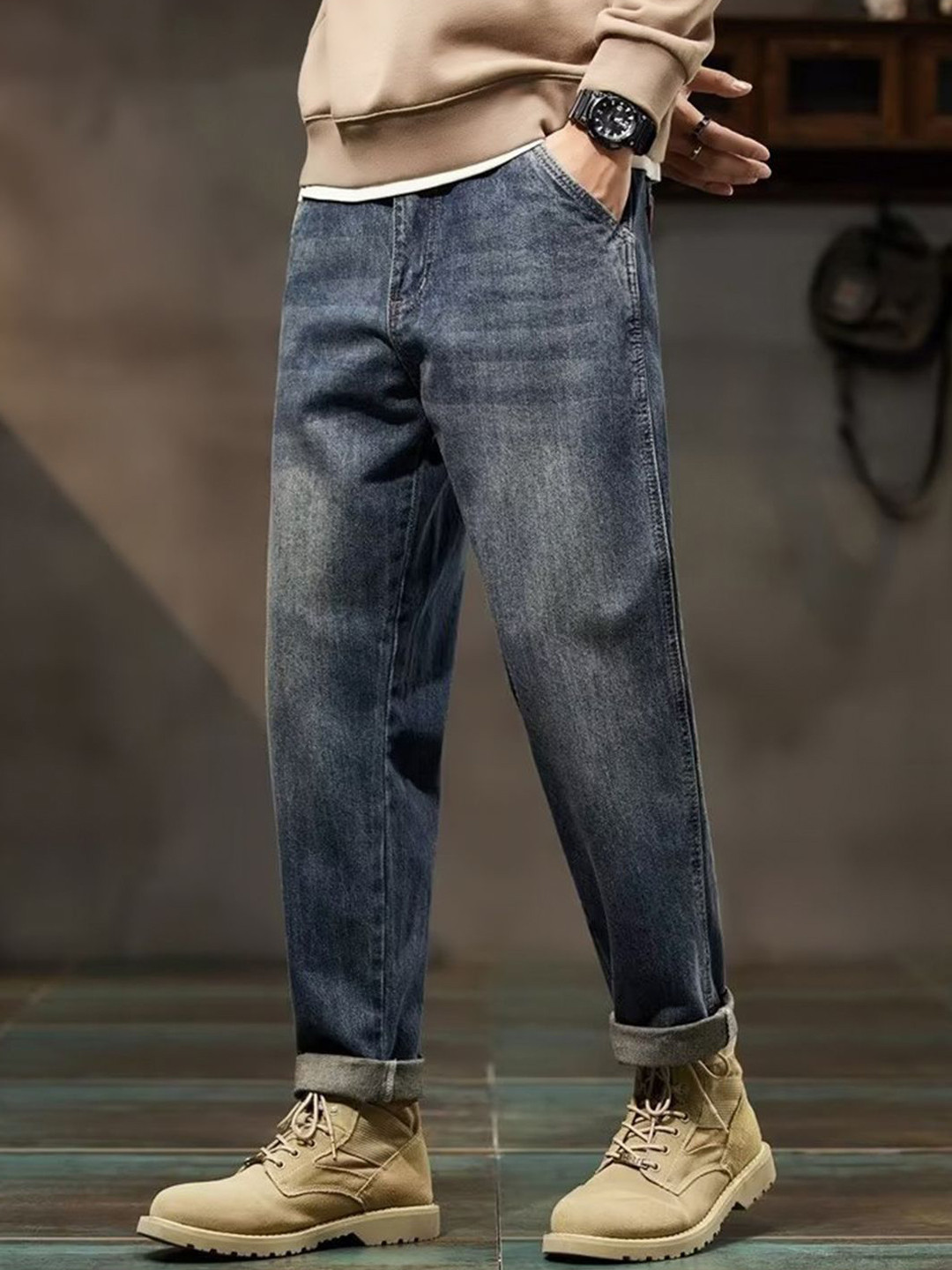 HERE&NOW Men Regular Fit Mid-Rise Light Fade Jeans