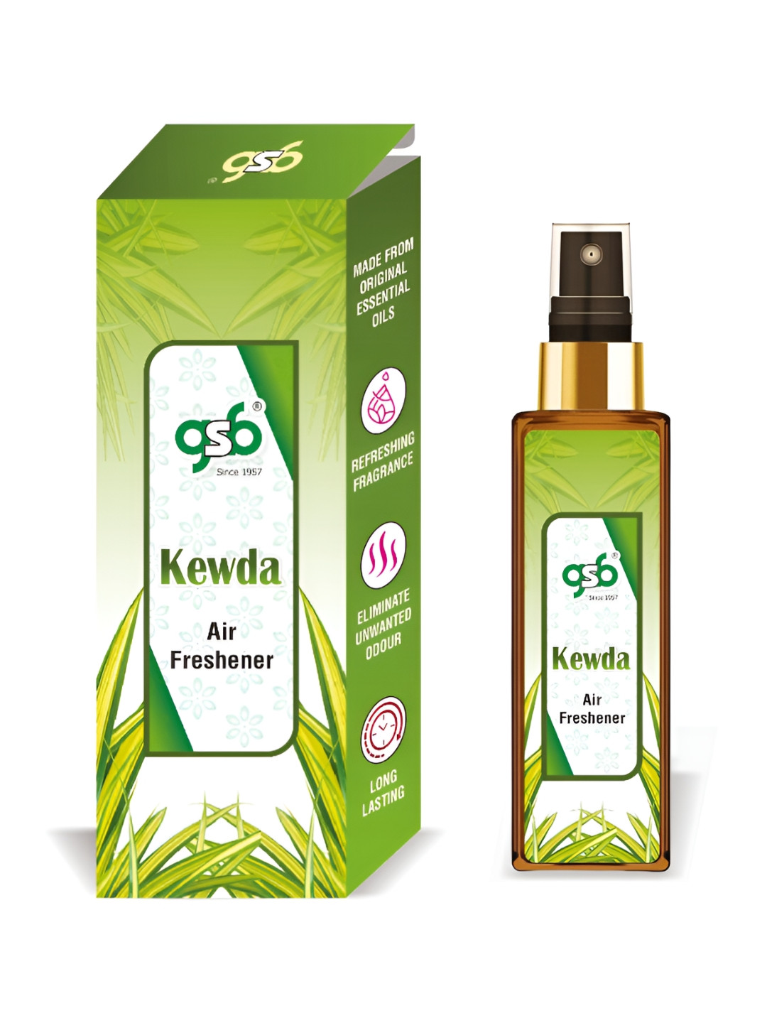 GSB Kewda Green And White Long Lasting Natural Air Freshener-100ml