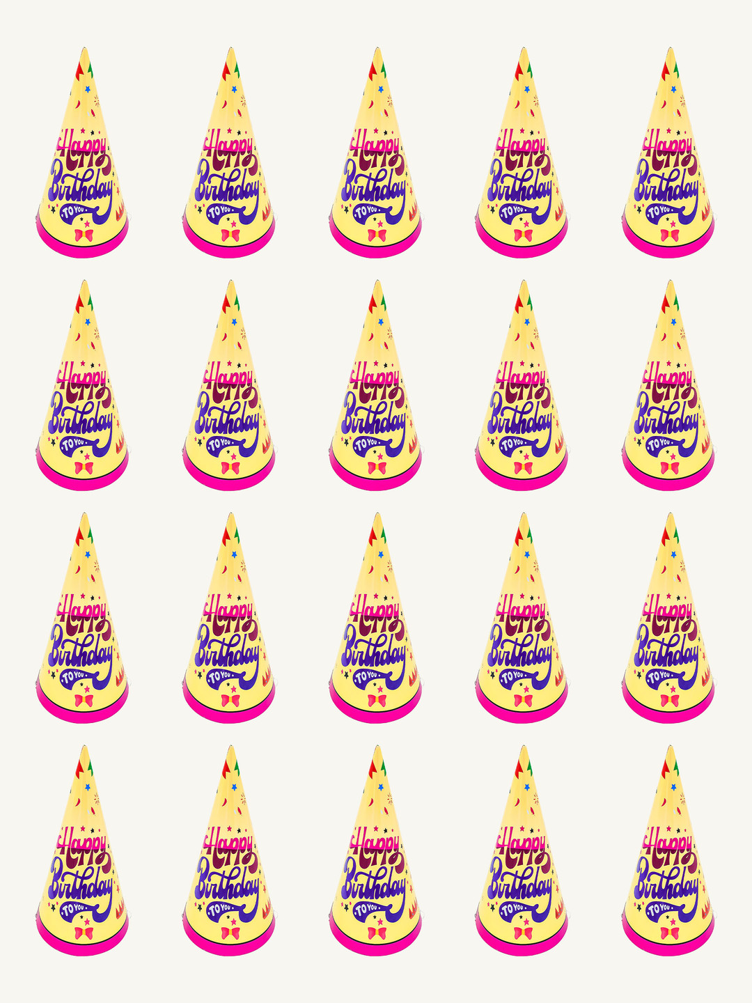 Special You 20-Pcs Yellow & Blue Printed Small Happy birthday Caps