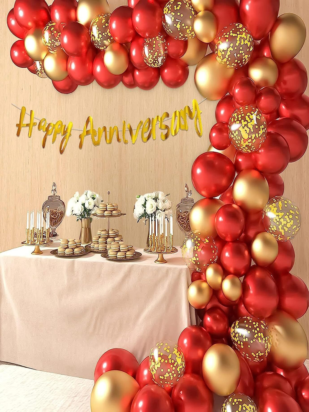 Special You Red & Gold Toned 53-Pcs Balloons Decoration Items