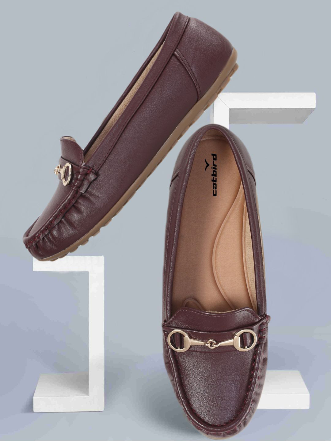 CATBIRD Women Textured Round Toe Lightweight Slip-On Horsebit Loafers