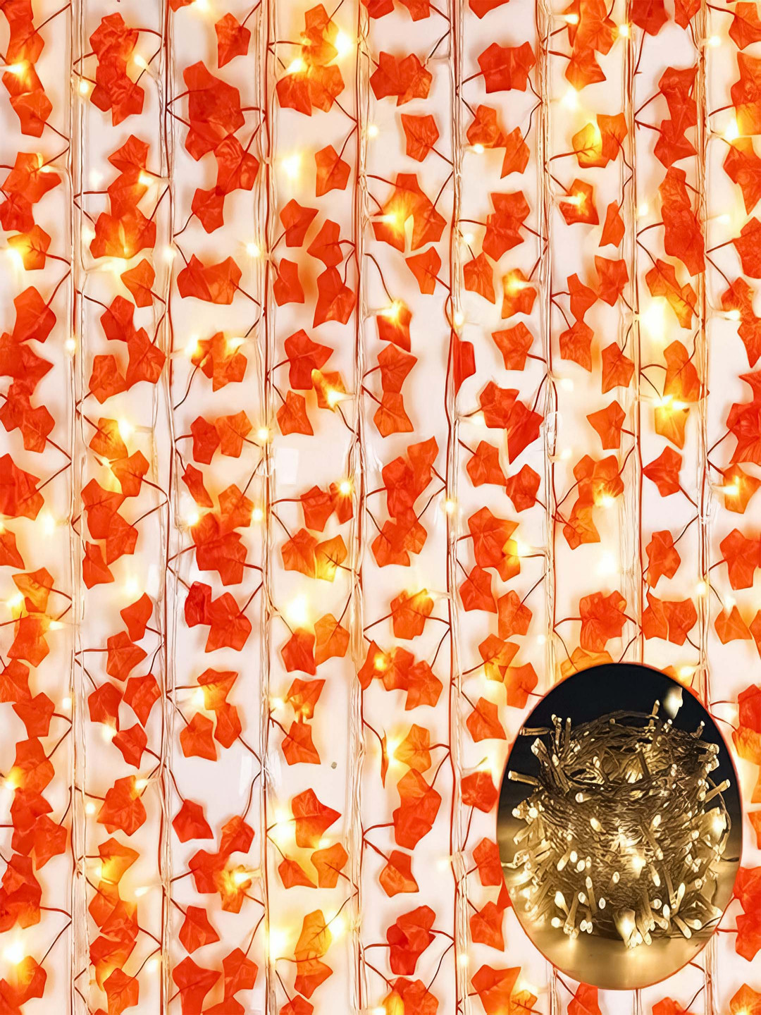 Special You Red Leafy Patterned 5 Maple autumn vines, 1 LED light