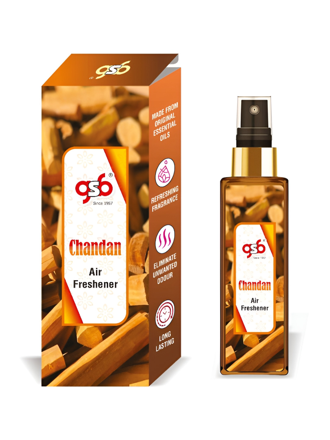GSB Chandan Brown And White Long Lasting Natural Air Freshener-100 ml