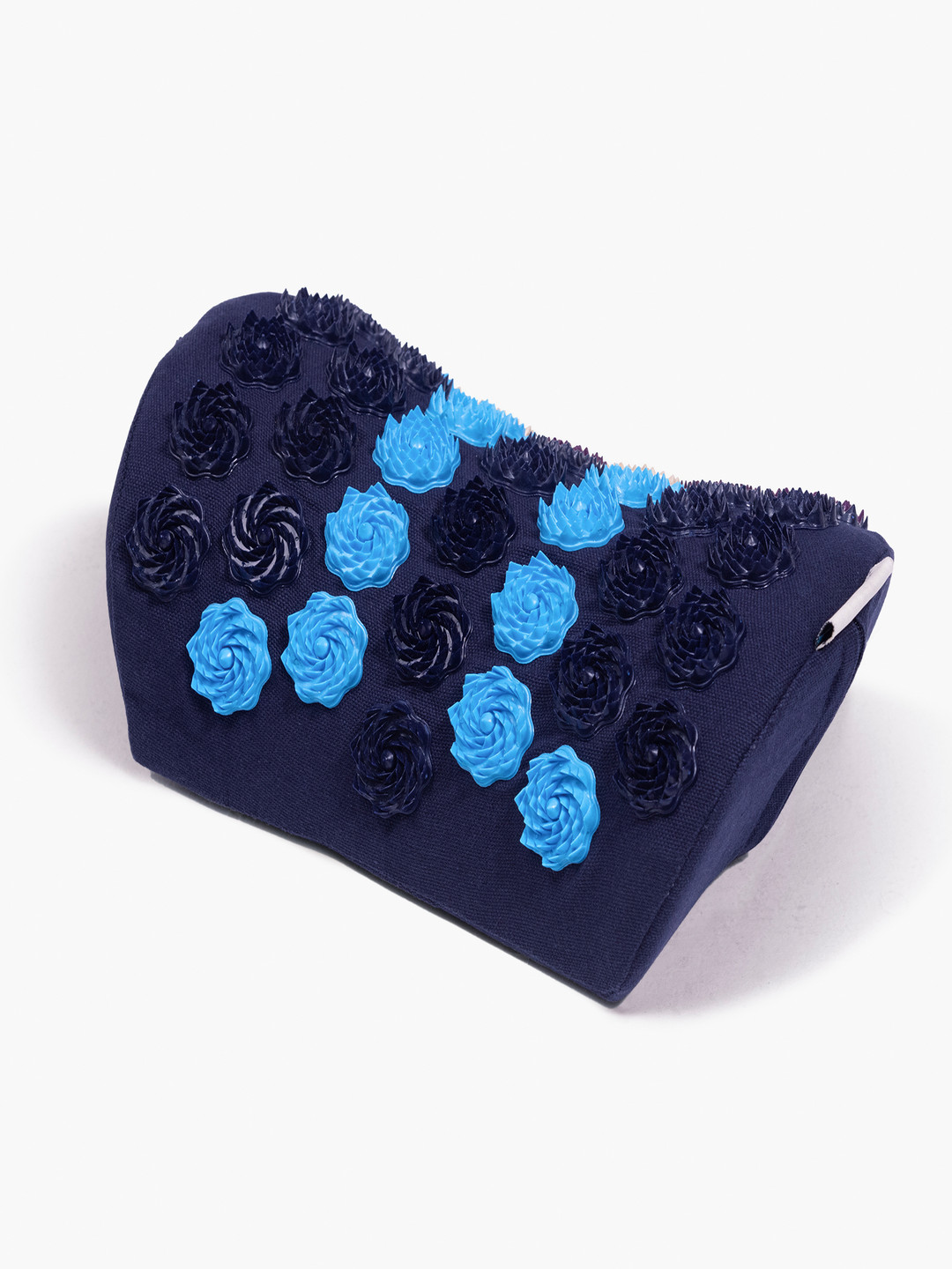 Core Asana Blue Floral Cotton Medium Memory Foam Therapedic Pillow-11.5 x 17.8 x 28 cm