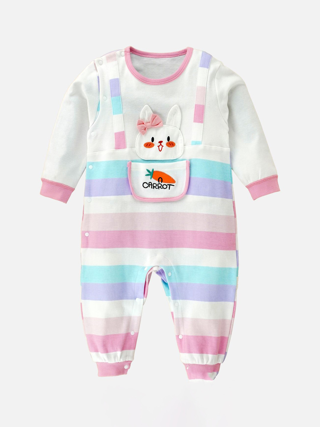 Little Surprise Box LLP Kids Carrot Rabbit Theme Cotton Full Sleeves Jumpsuit Rompers