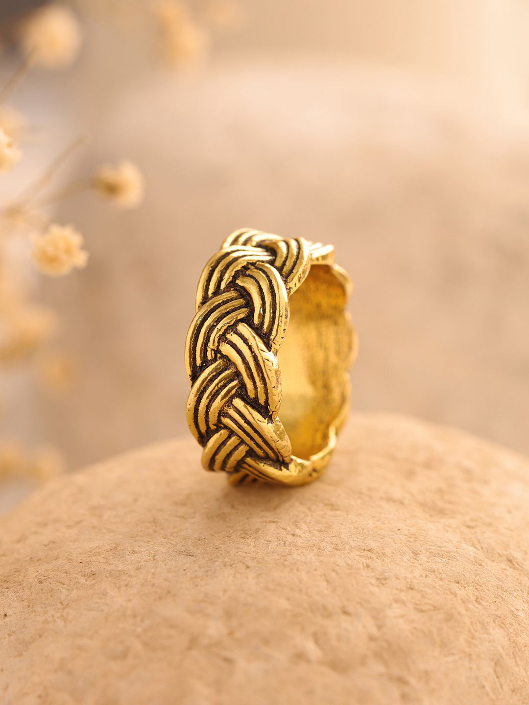 Voylla Gold-Plated Woven Wonder Intertwist Band Ring