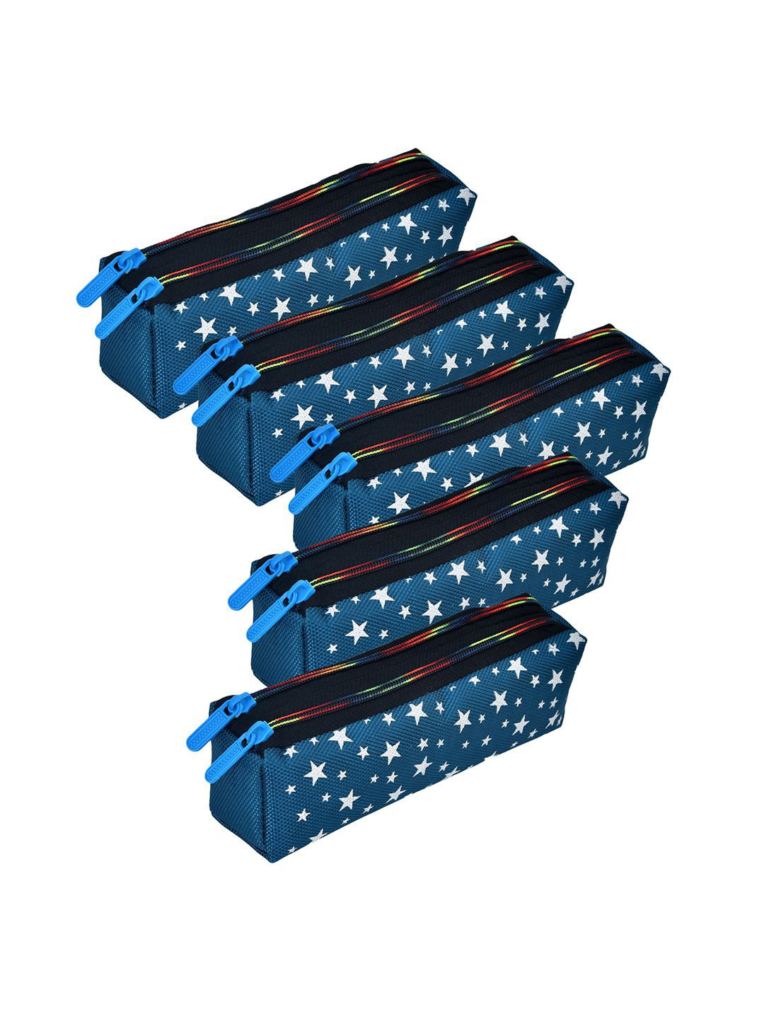 Kuber Industries Set of 5 Star Self Design Pencil Utility Pouchs