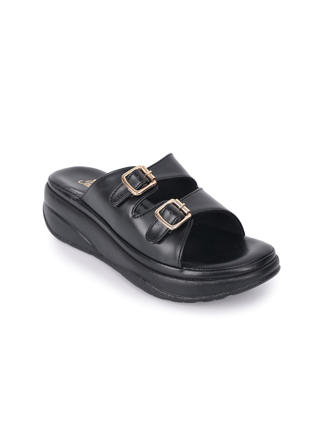 Padchin Women PU Wedge Sandals with Buckles