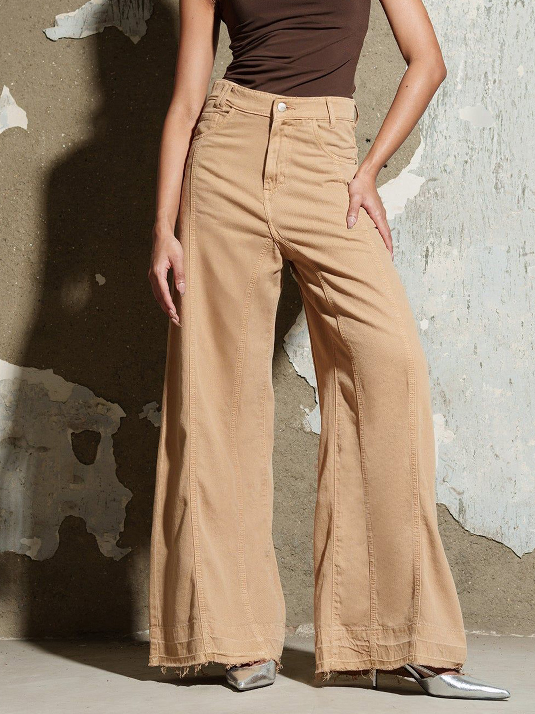 FREAKINS Women Fawn Denim Flared Korean Pants