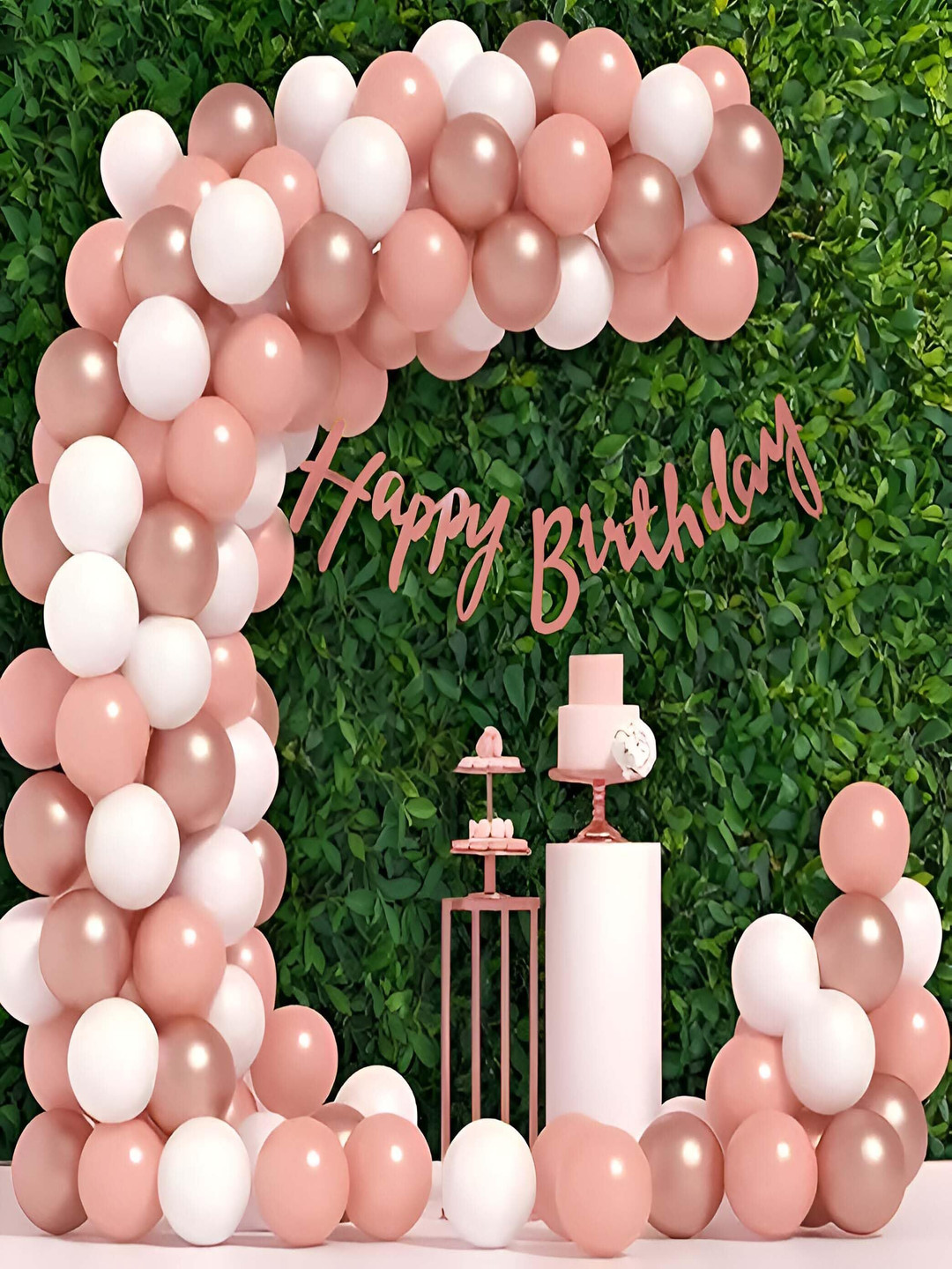 Special You 52 Pcs White & Rose Gold Balloons Birthday Decorations