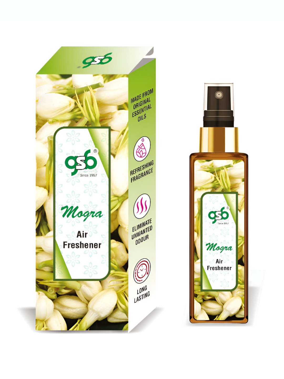 GSB Mogra Green And White Long Lasting Natural Air Freshener-100 ml