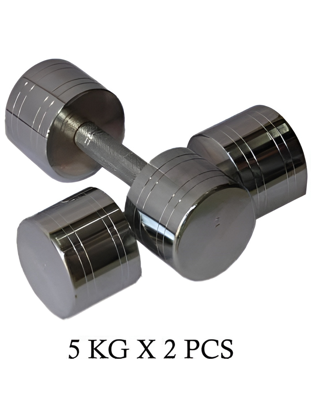 HackerX 2 Pieces Chrome Plated Steel Fixed Weight Dumbbells - 5 kg Each