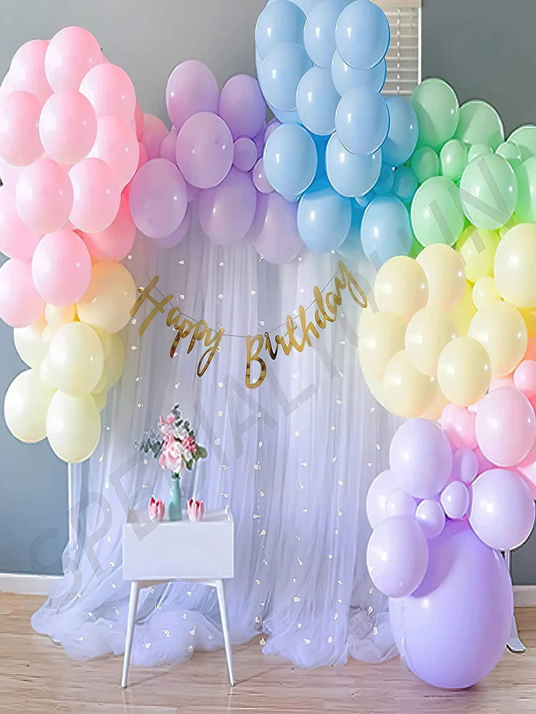 Special You Pink and Purple 69 Pcs Pastel Rainbow Birthday Decoration kit