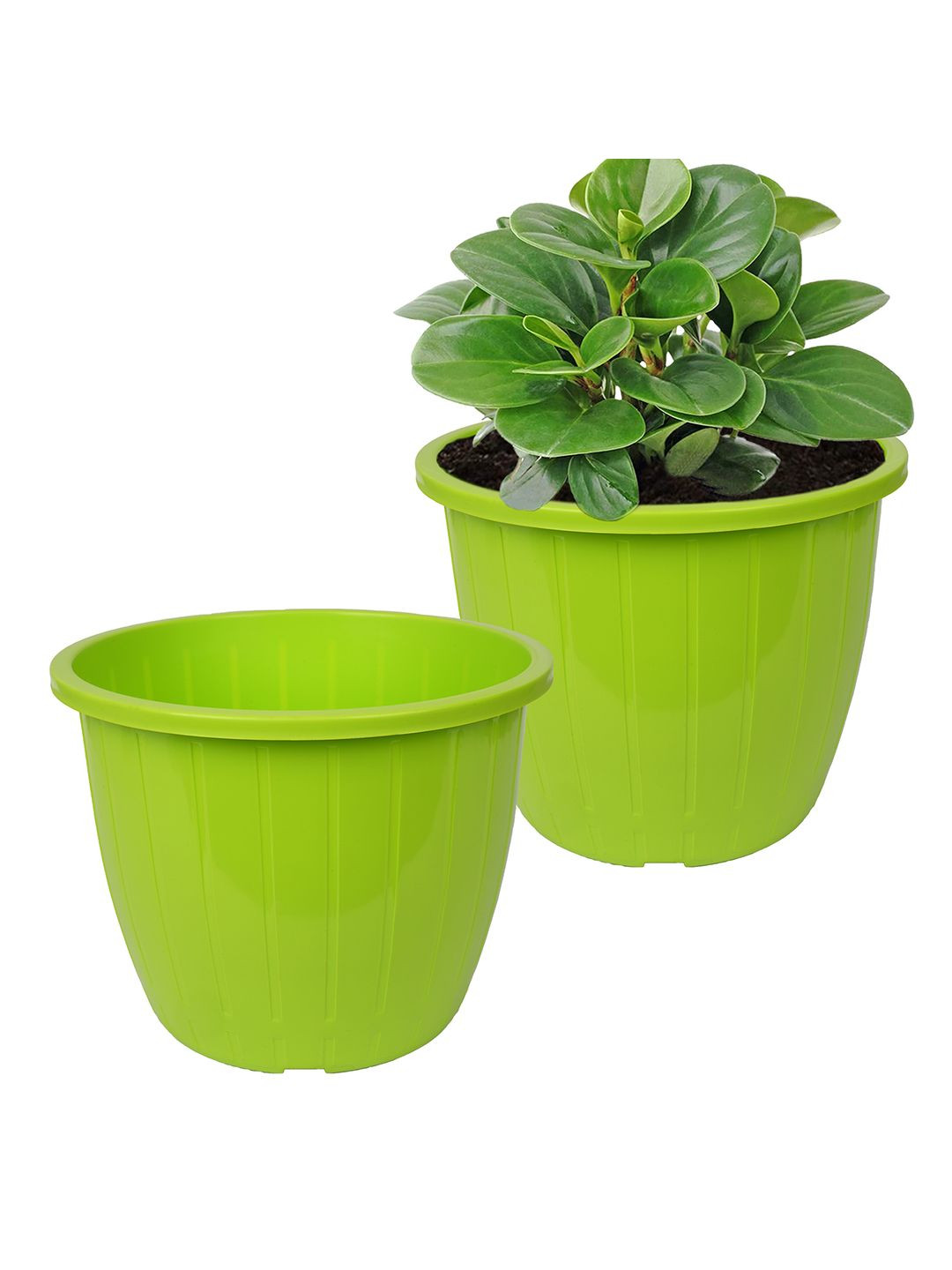 Kuber Industries Green Pack of 2 Duro-Design Flower Planters