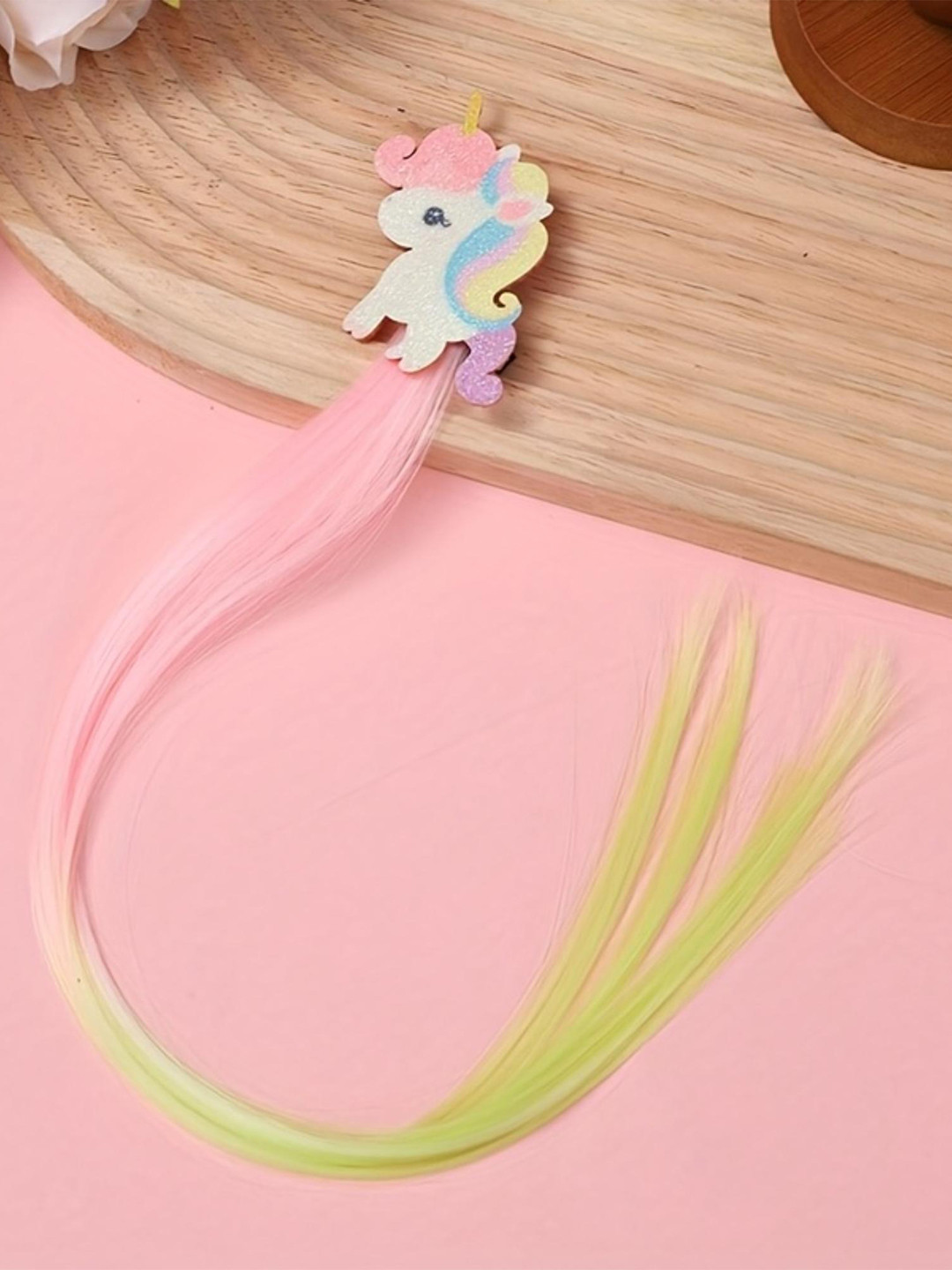 LYTIX Girls Set of 1 Rainbow Color Unicorn Hair Extension Hair Clips