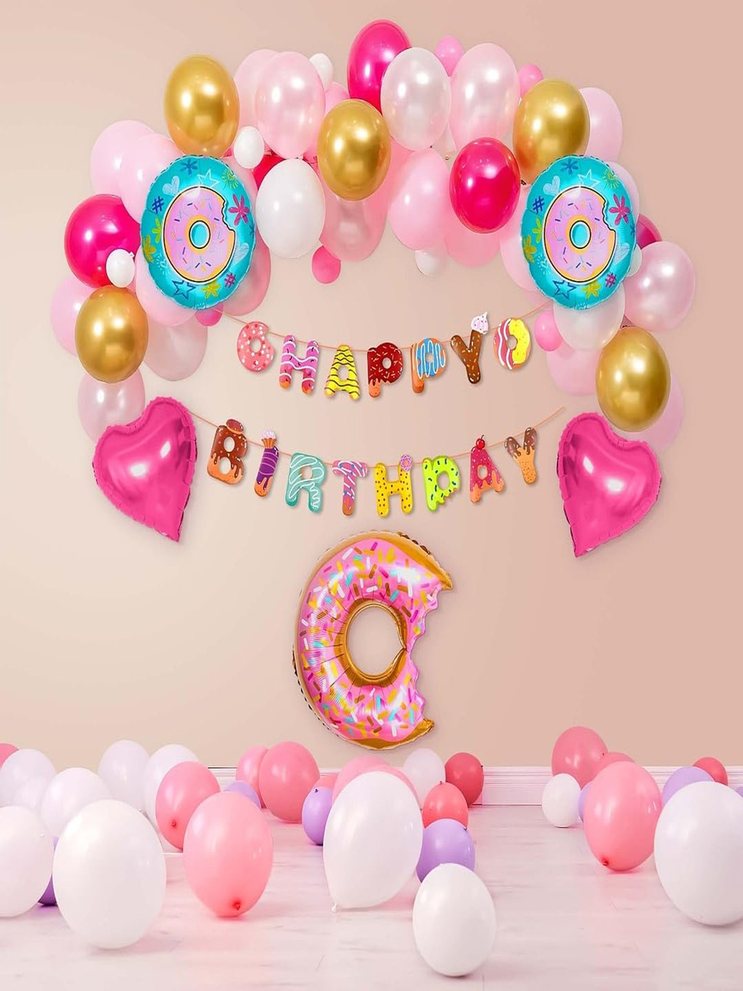 Special You 59 Pcs Pink & White Balloons & Banner Festive Decor