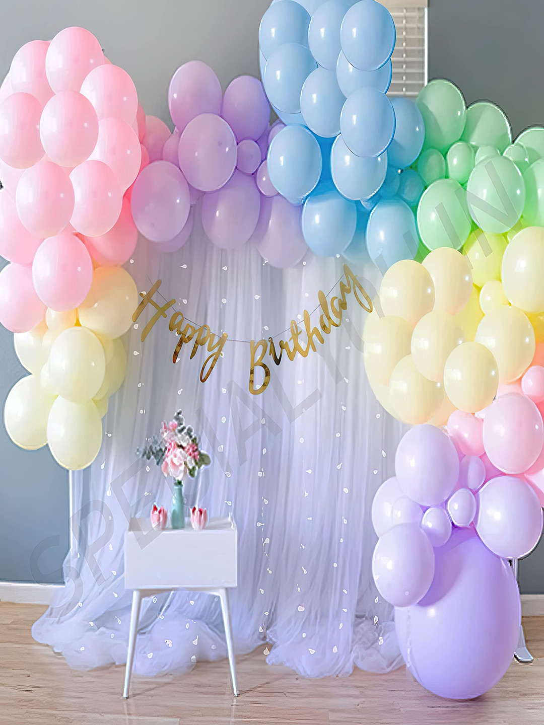 Special You 59 Pcs Pink & Blue Balloons & Banner Festive Decor