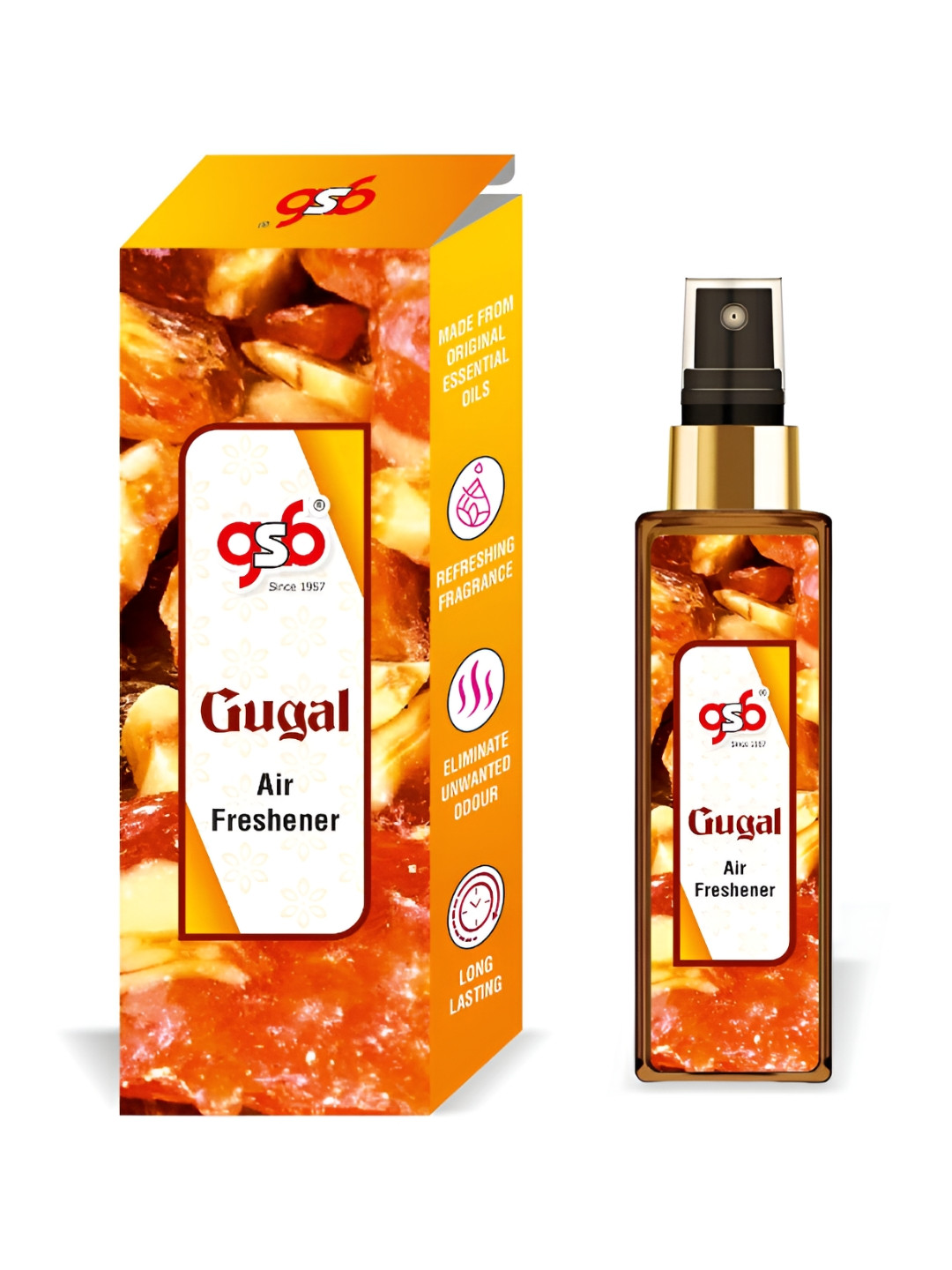 GSB Guggal Orange And White Long Lasting Natural Air Freshener-100 ml