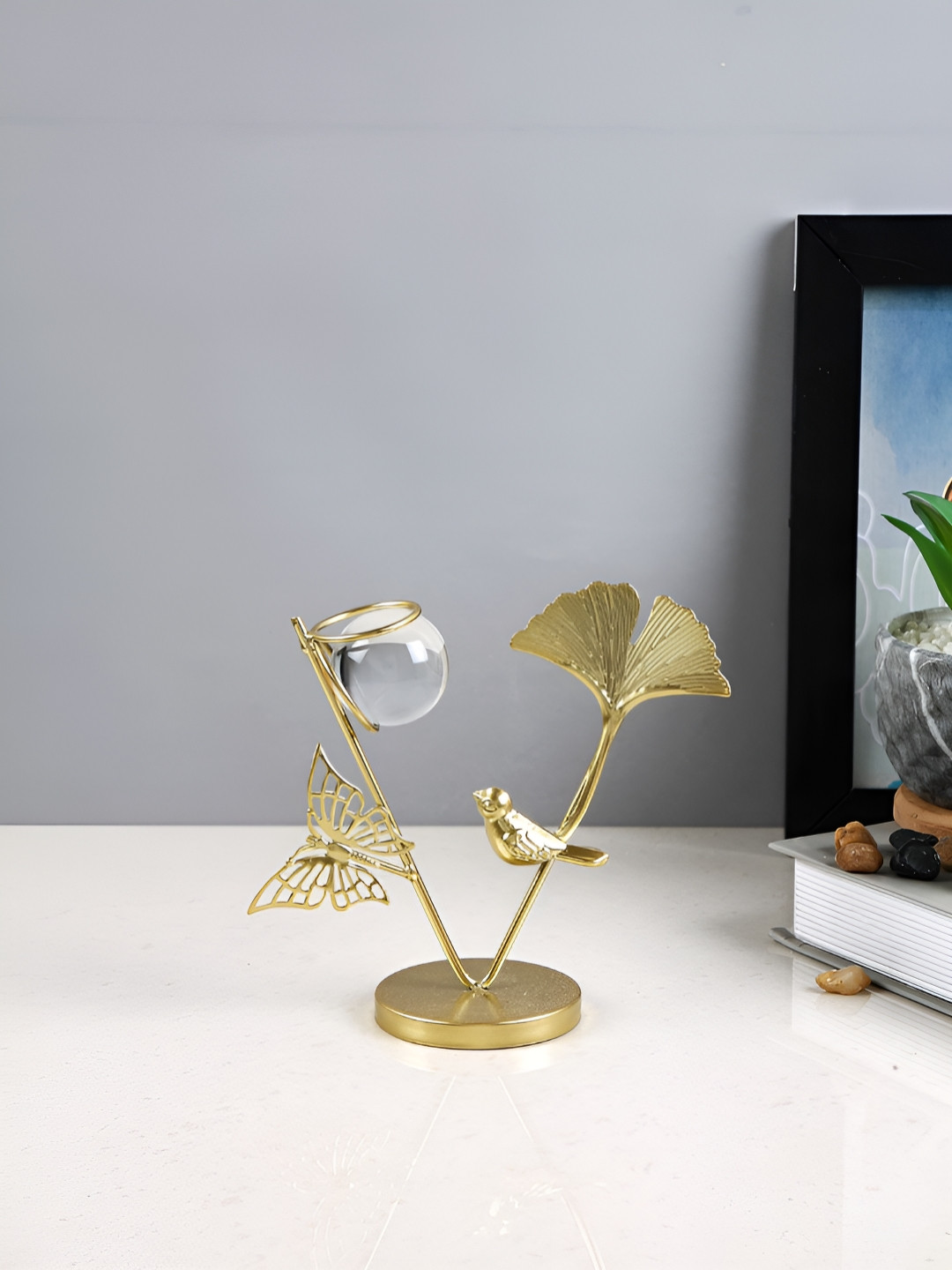 Myntra Elegant Homes Butterfly Bliss Ginkgo Gold Metal Metallic Living Room Small Showpiece - 6.9 Inches