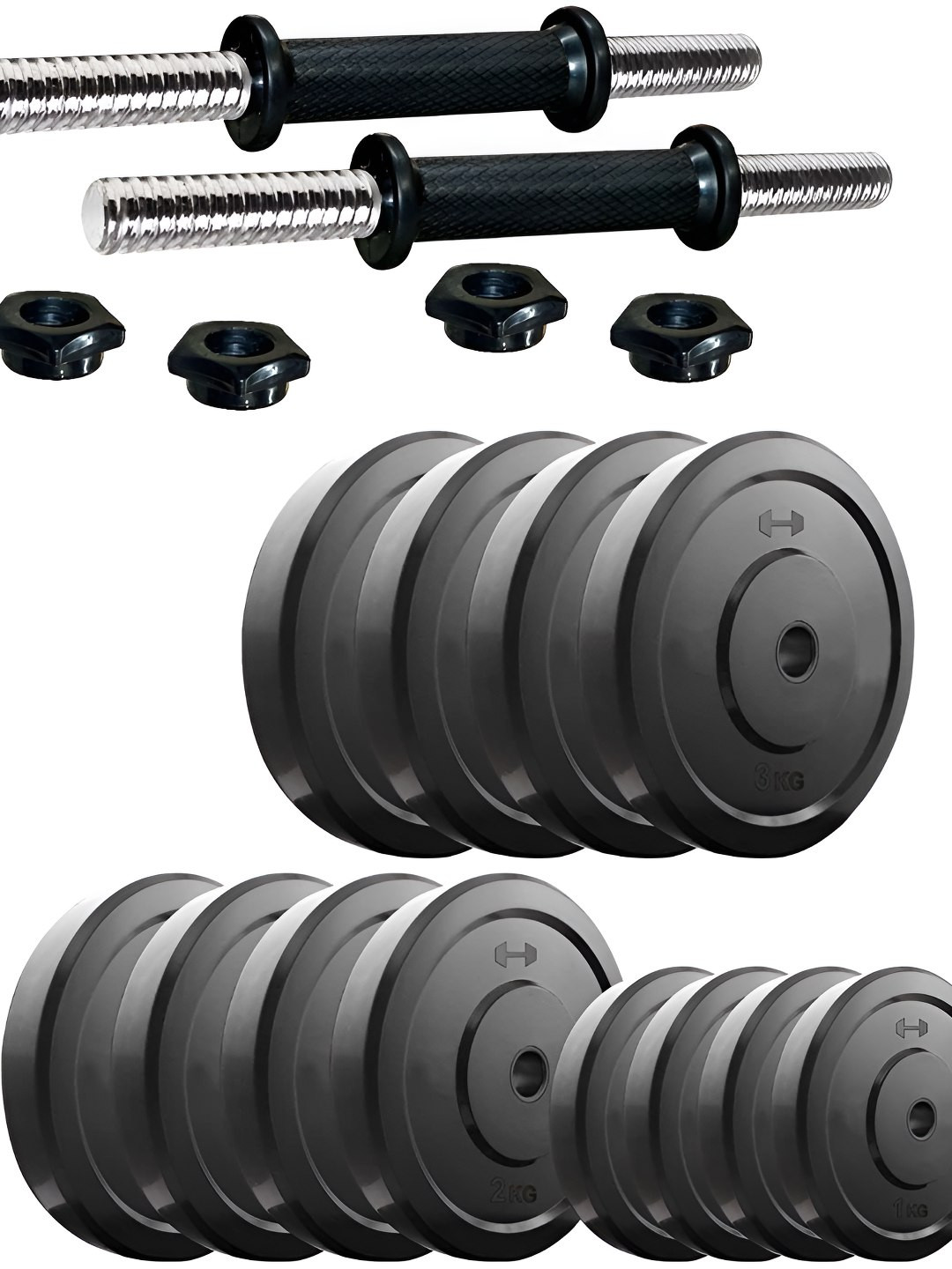 HackerX 14-Pcs Rubber Adjustable Dumbbell Set - 30 kg