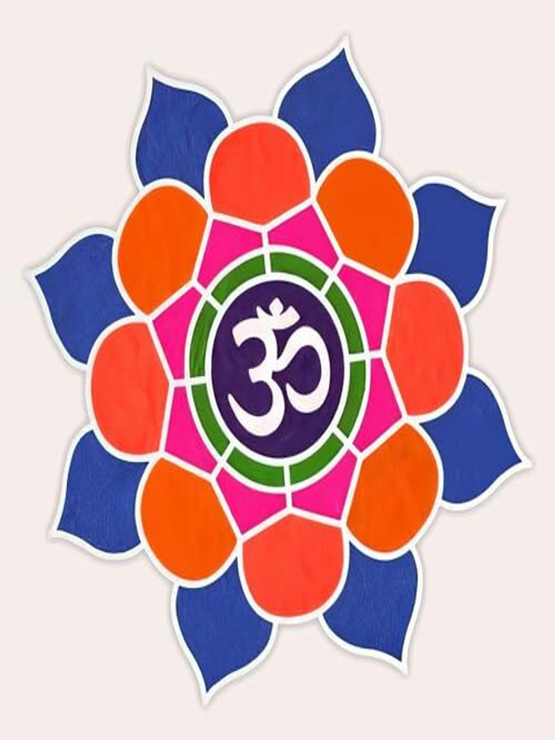 Special You White & Orange Om Rangoli Stencil Festive Decor