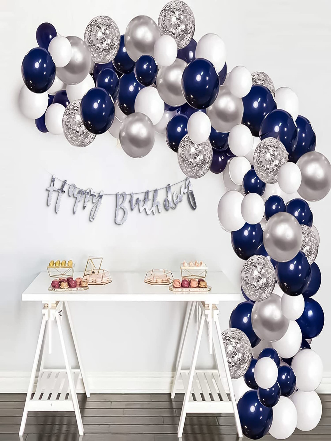 Special You 52-Pcs Blue & Silver Balloons Birthday Decors