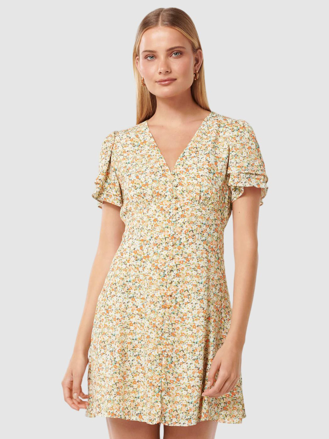 Forever New Floral Print Fit & Flare Mini Dress