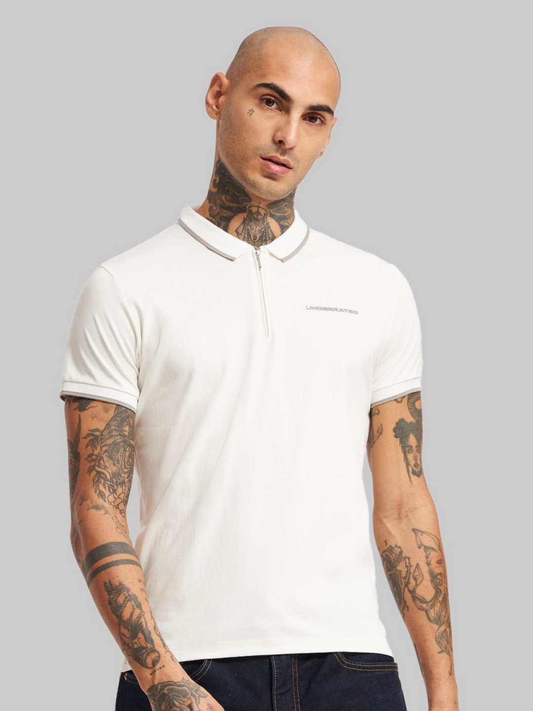 Underrated Club Men Solid Polo Collar Viscose Rayon T-shirt