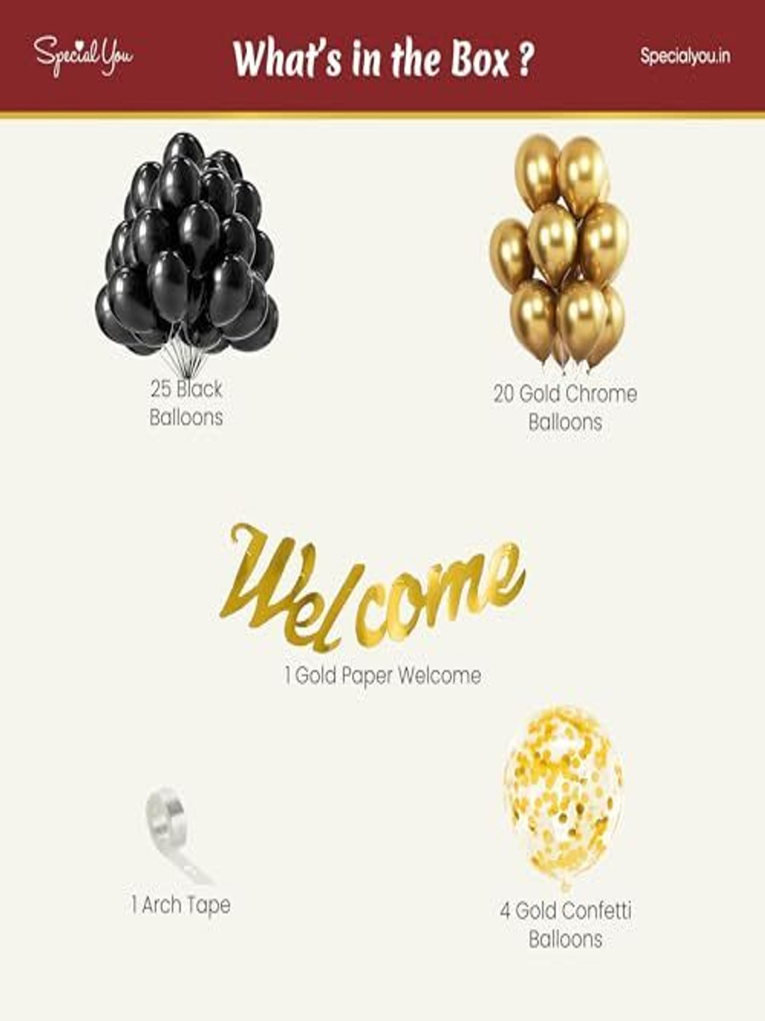 Special You Black & Gold Patterned Plastic Welcome Festive Decoration set