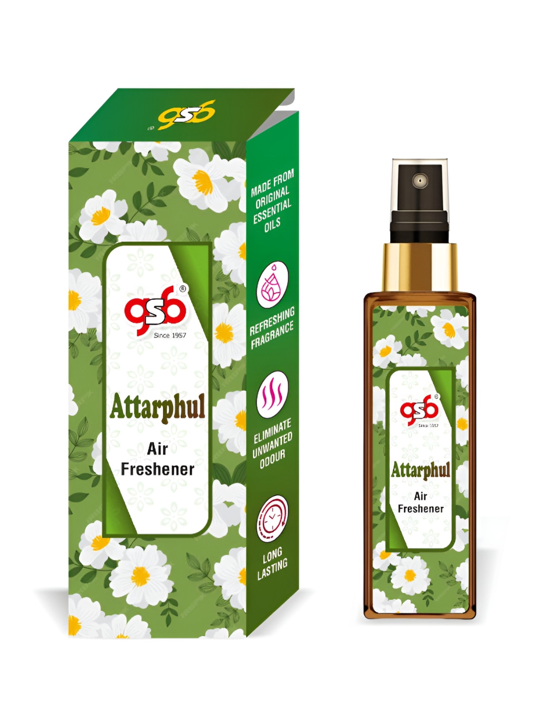 GSB Attarphool Green And White Long Lasting Natural Air Freshener-100 ml