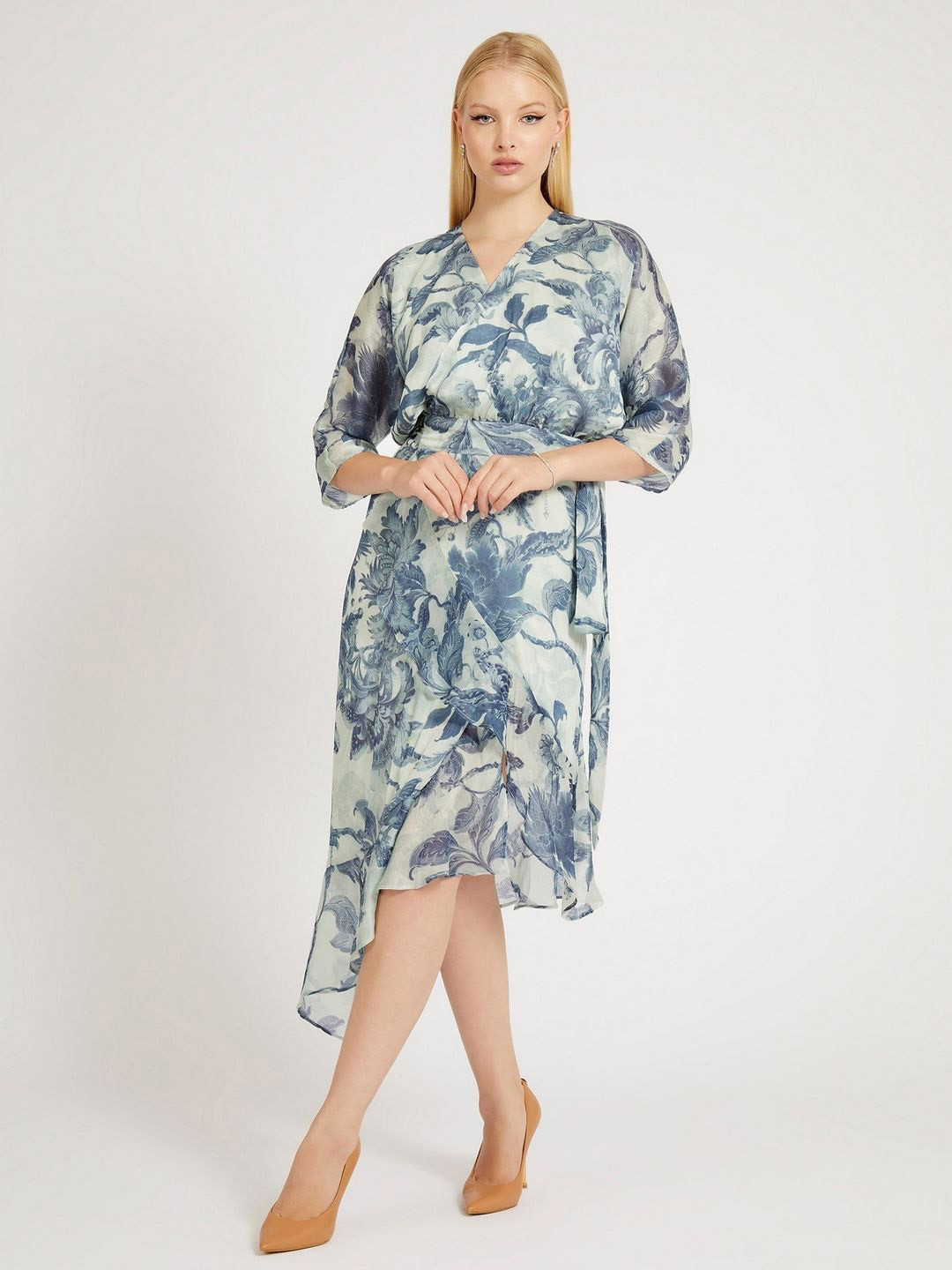 GUESS Floral Print Midi Dress